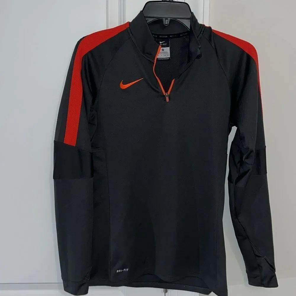 Nike DK Gray & Orange LS Womens 1/4”” zip running marathon jacket sweatshirt
